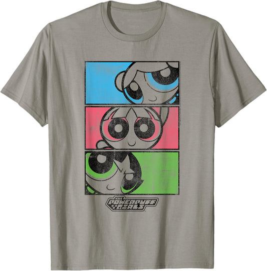 Powerpuff Girls Blossom, Bubbles, Buttercup Stacked Cartoon T-Shirt - T-Shirt | Sand
