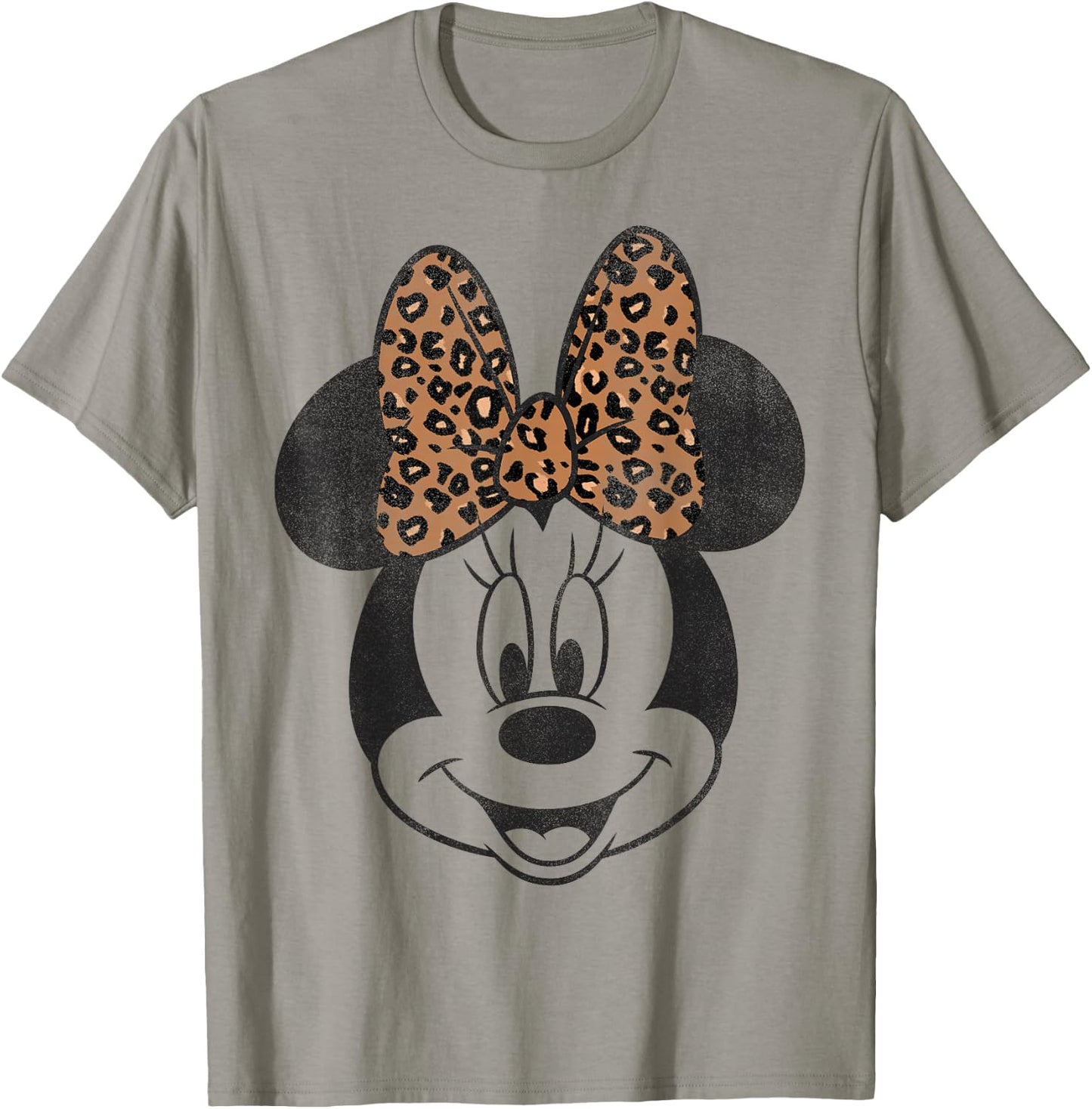 Disney Minnie Mouse Vintage Leopard Print Bow Portrait Short Sleeve T-Shirt - T-Shirt | Sand