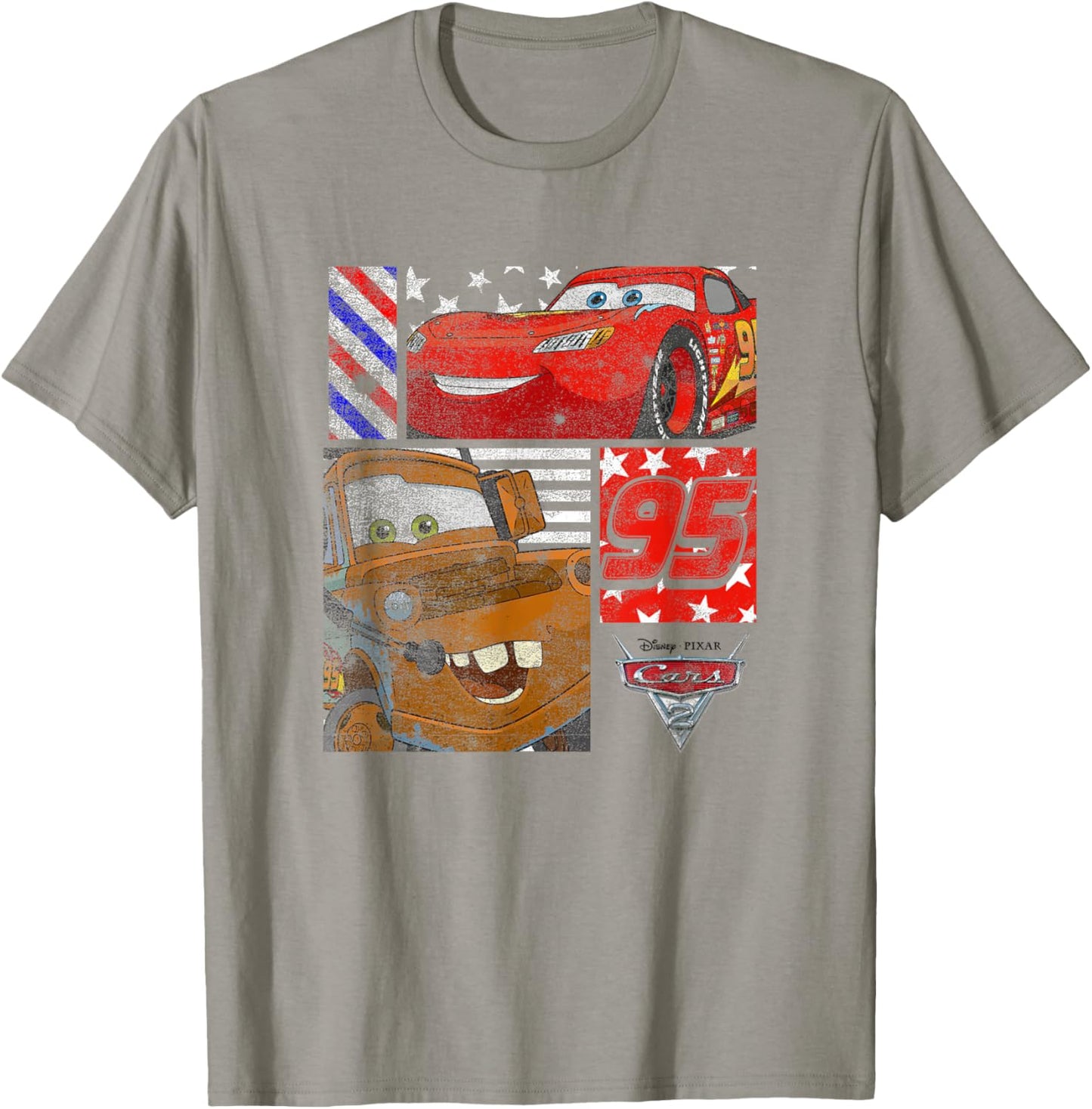 Disney Pixar Cars 2 Lightning & Mater Distressed Panels T-Shirt - T-Shirt | Sand