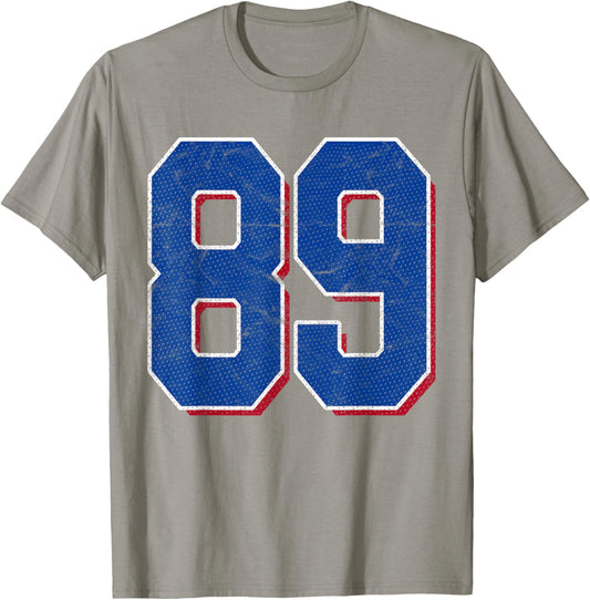 Number 89 Numbered Uniform Sports Team Jersey 89th Birthday T-Shirt - T-Shirt | Sand