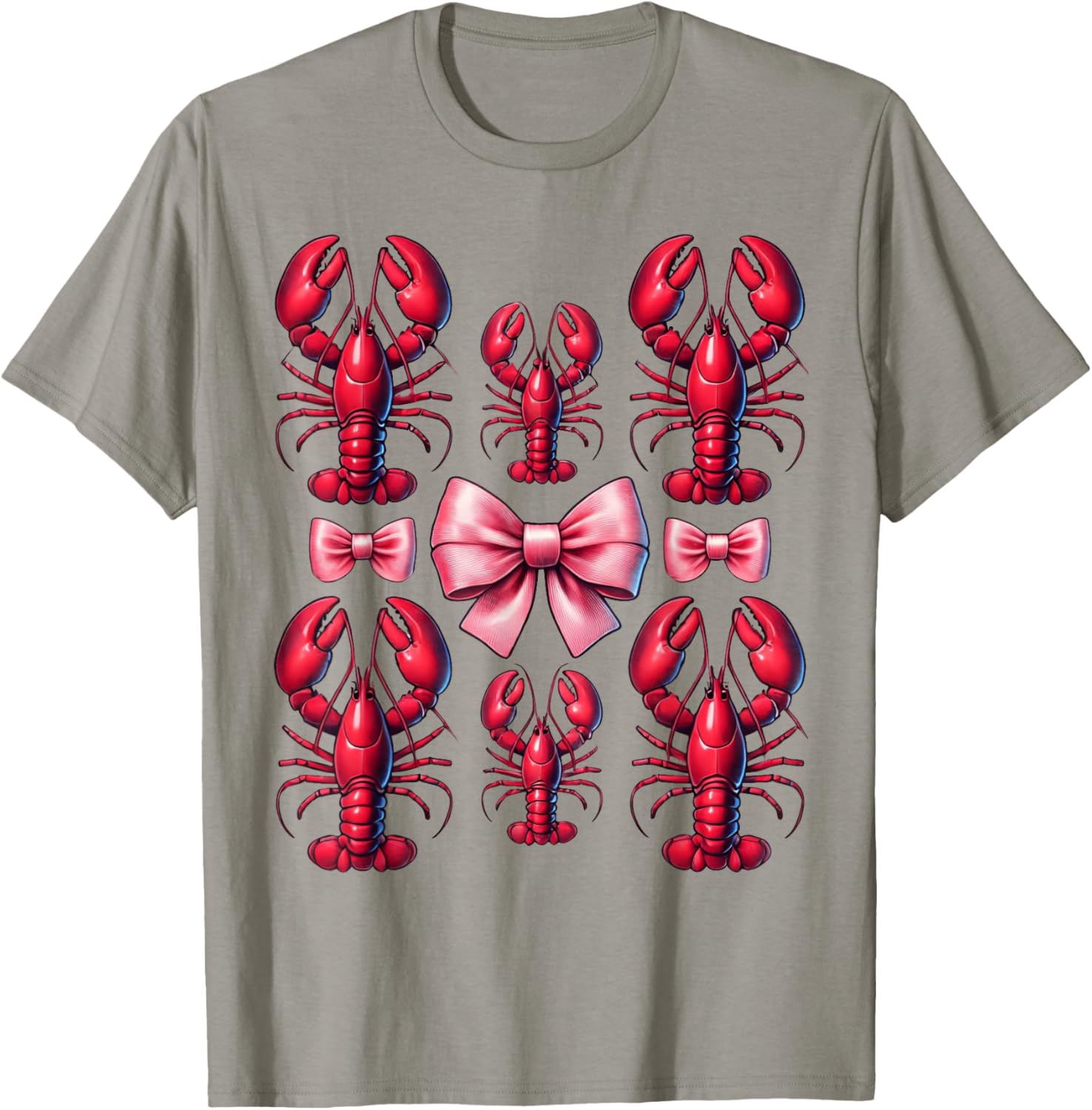 Pink Bow Cute Crawfish Crayfish Girls Women T-Shirt - T-Shirt | Sand