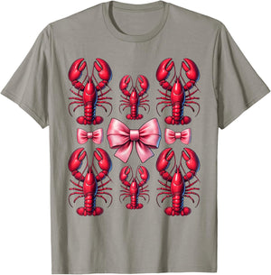 Pink Bow Cute Crawfish Crayfish Girls Women T-Shirt - T-Shirt | Sand