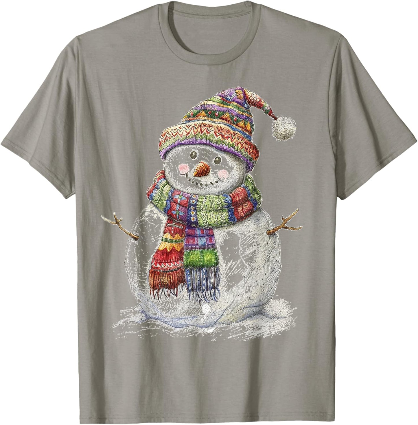 Snowman Christmas Graphic X-Mas Illustration Family Snowman T-Shirt - T-Shirt | Sand