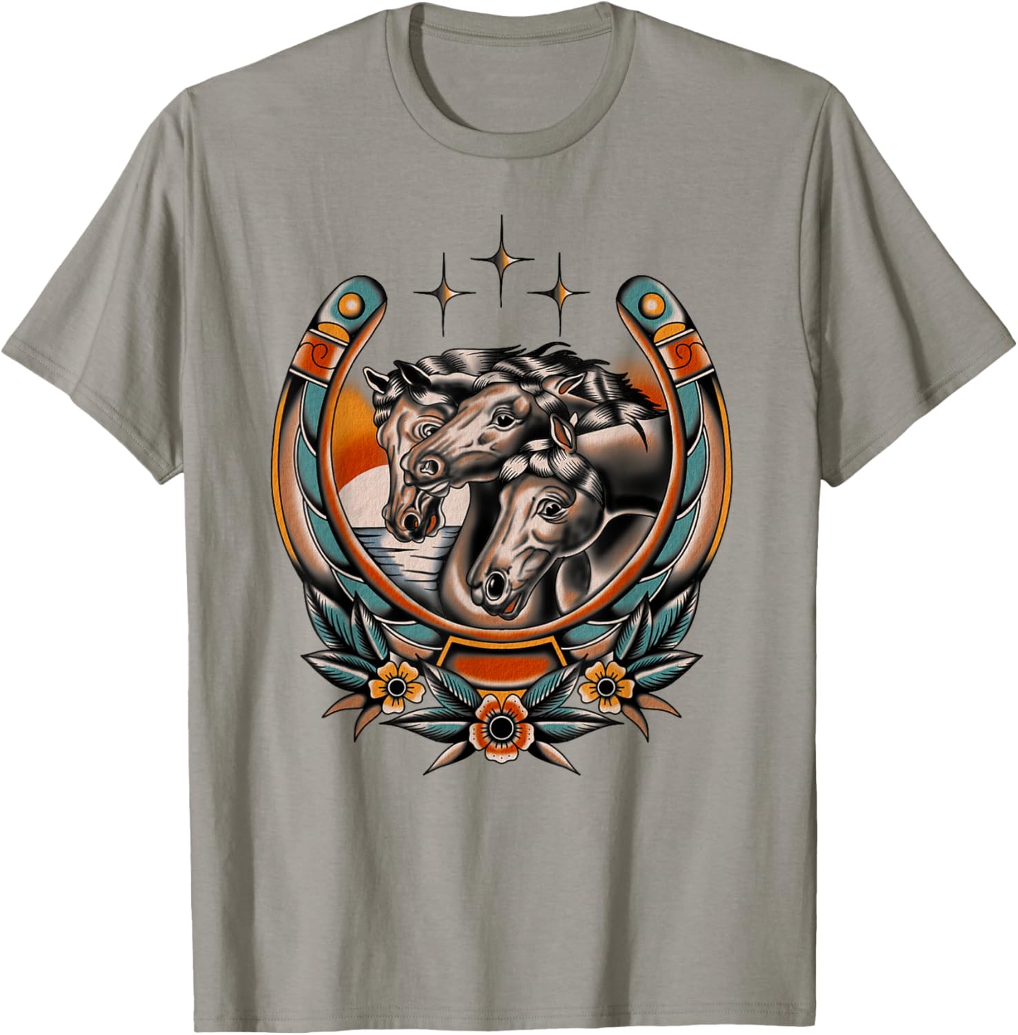 Pharaoh's Horses Vintage Traditional Tattoo Artist Flash Ink T-Shirt - T-Shirt | Sand
