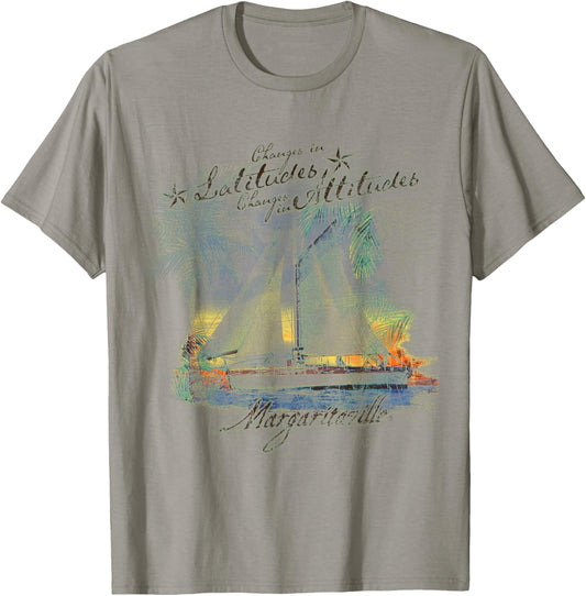 Margaritaville Changes in Latitude Grey Letter Print T-Shirt - T-Shirt | Sand