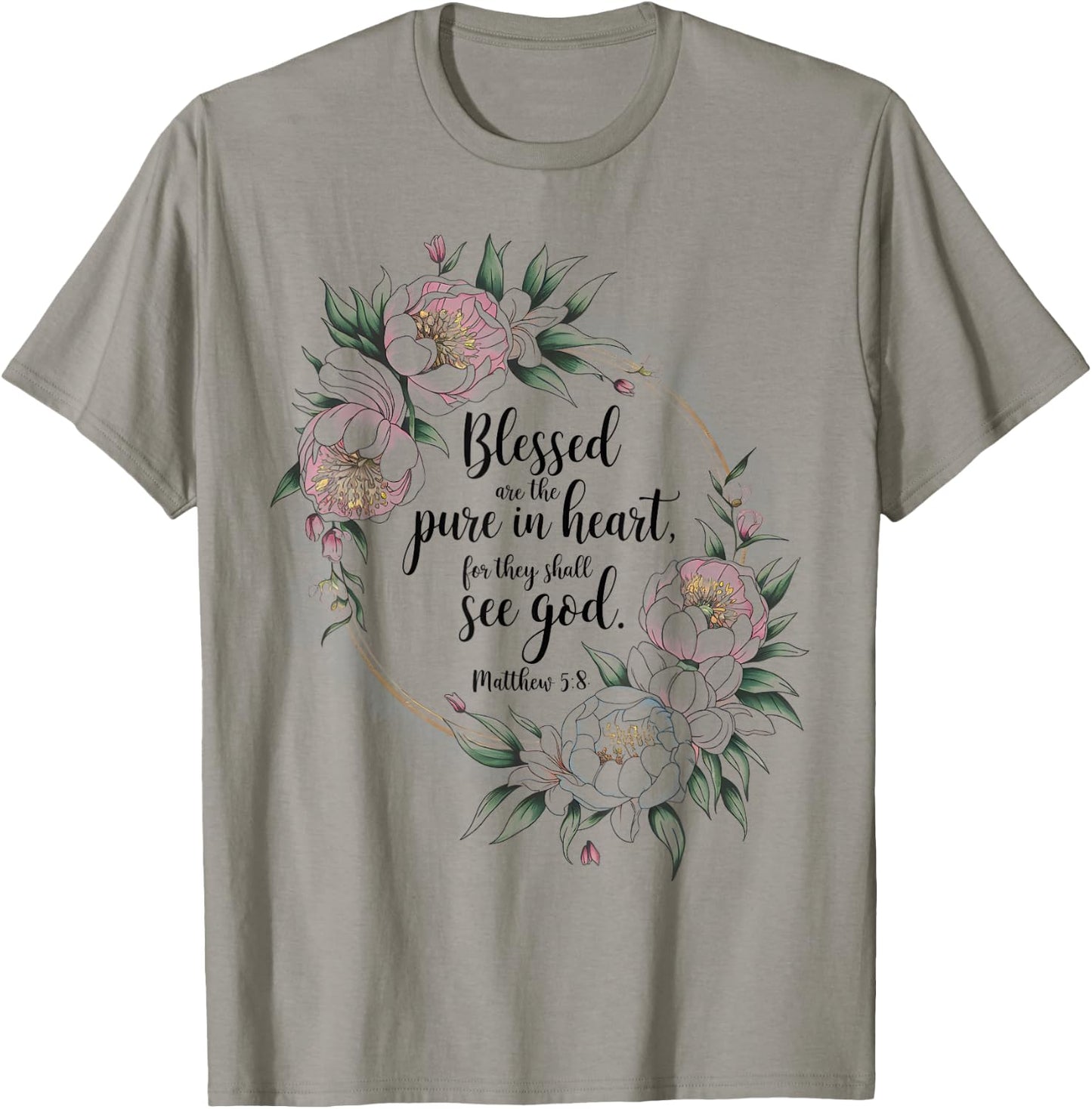 Blessed Are The Pure In Christian Faith Bible Verse Psalm T-Shirt - T-Shirt | Sand