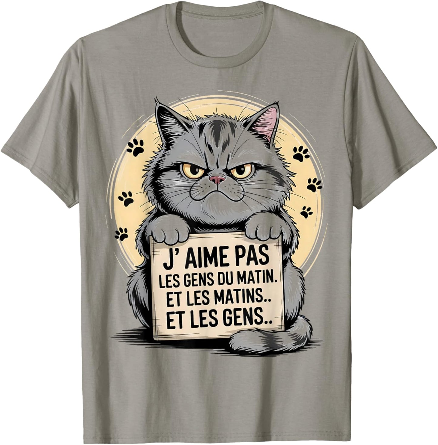I Love Not Morning People Humor Cat Sarcasm Gift T-Shirt - T-Shirt | Sand