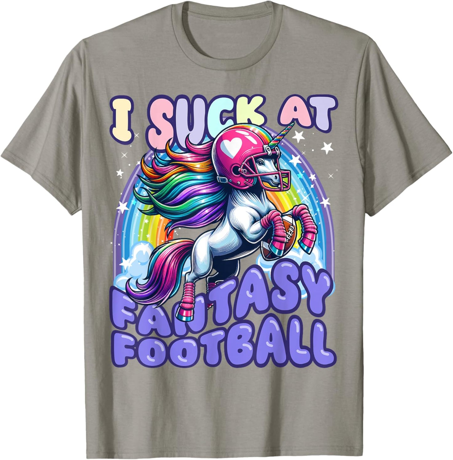 I Suck at Fantasy Football Unicorn Rainbow Loser Men T-Shirt - T-Shirt | Sand