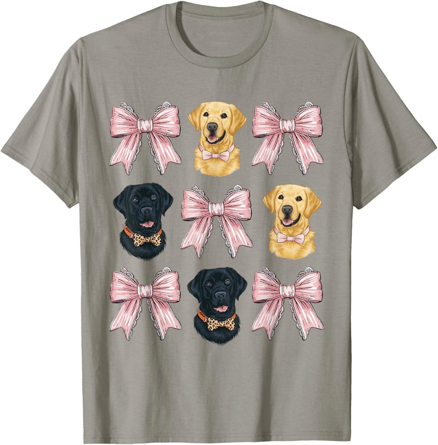 Pink Bow Coquette Yellow Black Labrador Retriever Dog Lover Women Girls Kids T-Shirt - T-Shirt | Sand