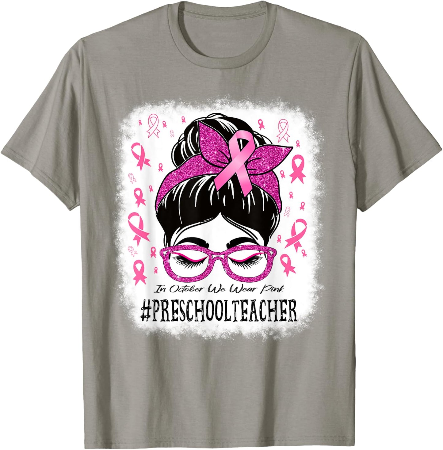 Preschool Teacher In October We Wear Pink Cancer Awareness Women T-Shirt - T-Shirt | Sand