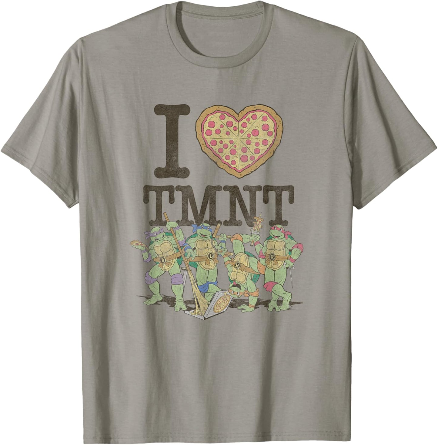 Teenage Mutant Ninja Turtles I Love TMMT Pizza Team Portrait T-Shirt - T-Shirt | Sand