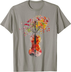 Violin Music Flowers Nature Graphic Violin T-Shirt - T-Shirt | Sand