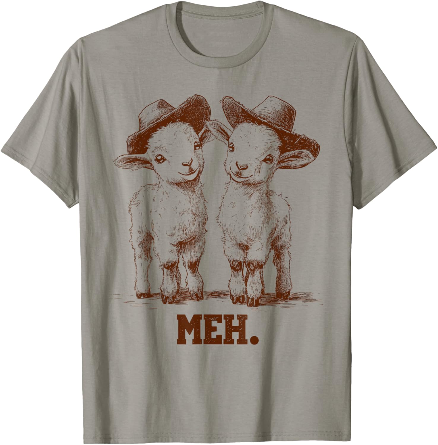 Meh Goat Meme Farm Animal Funny Farmer Animals Lover T-Shirt - T-Shirt | Sand