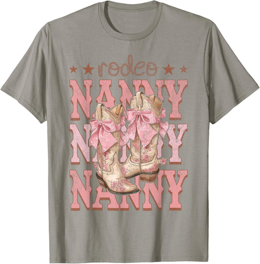 Rodeo Nanny Pink Boots Coquette Cow-Girl Birthday Party T-Shirt - T-Shirt | Sand