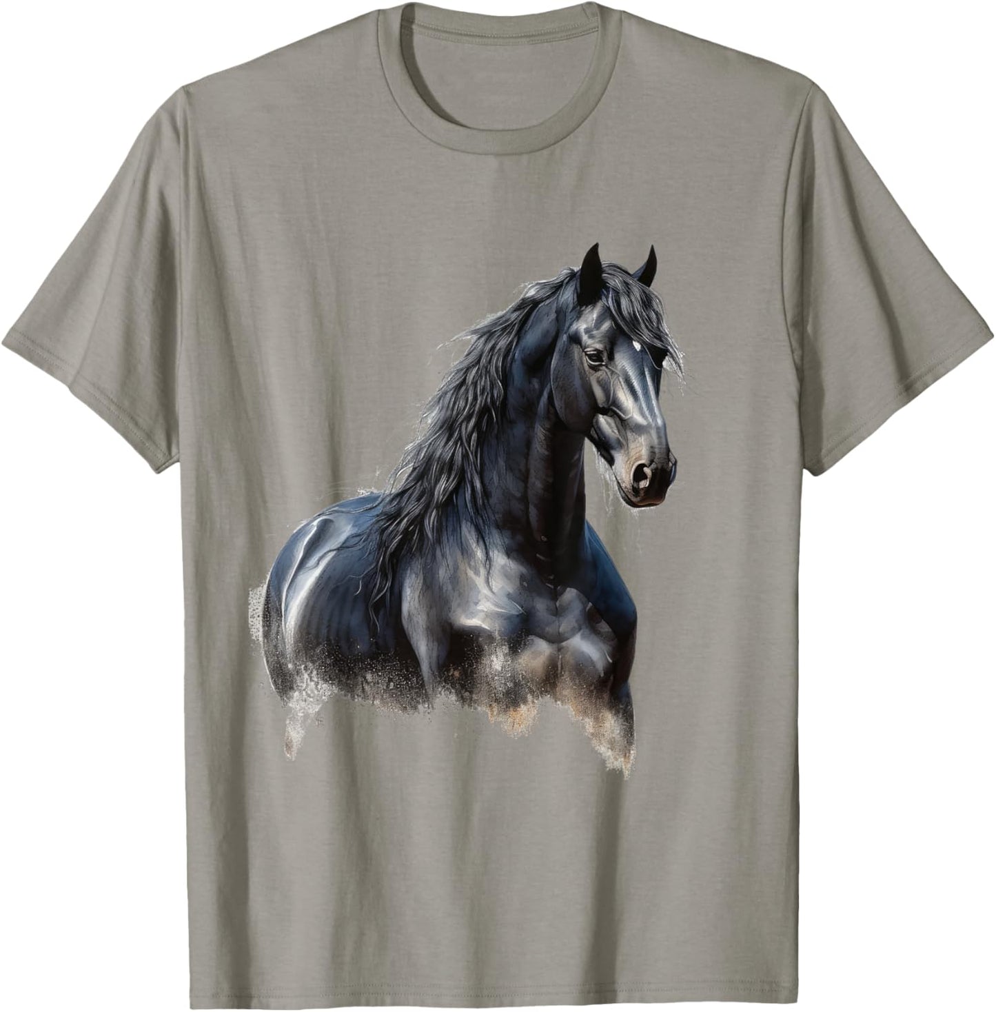 Horse paint Equestrian Friesian Horse Beautiful Watercolor T-Shirt - T-Shirt | Sand