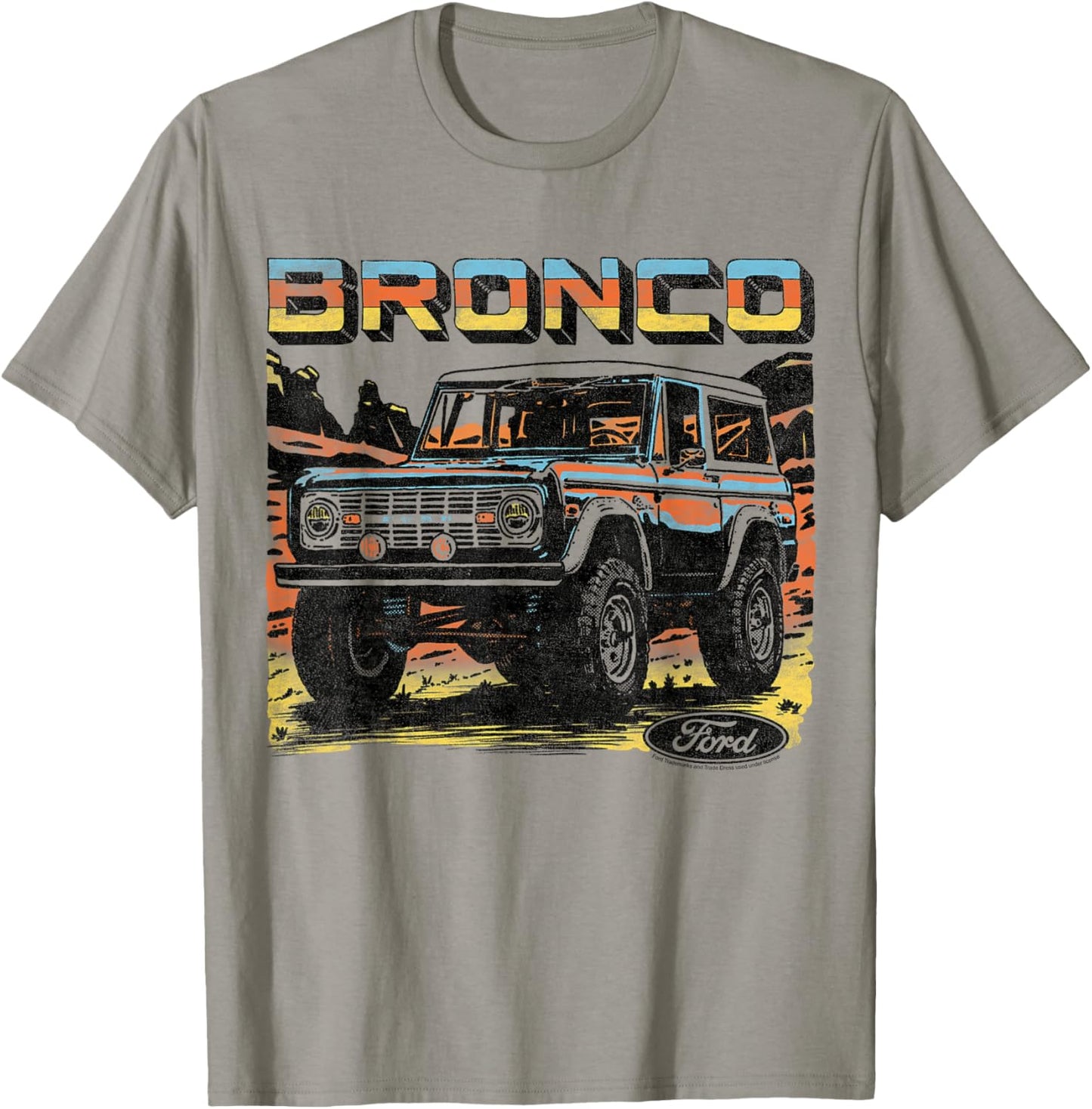 Ford - Bronco SUV Outdoor Desert Mountain Terrain With Logo T-Shirt - T-Shirt | Sand