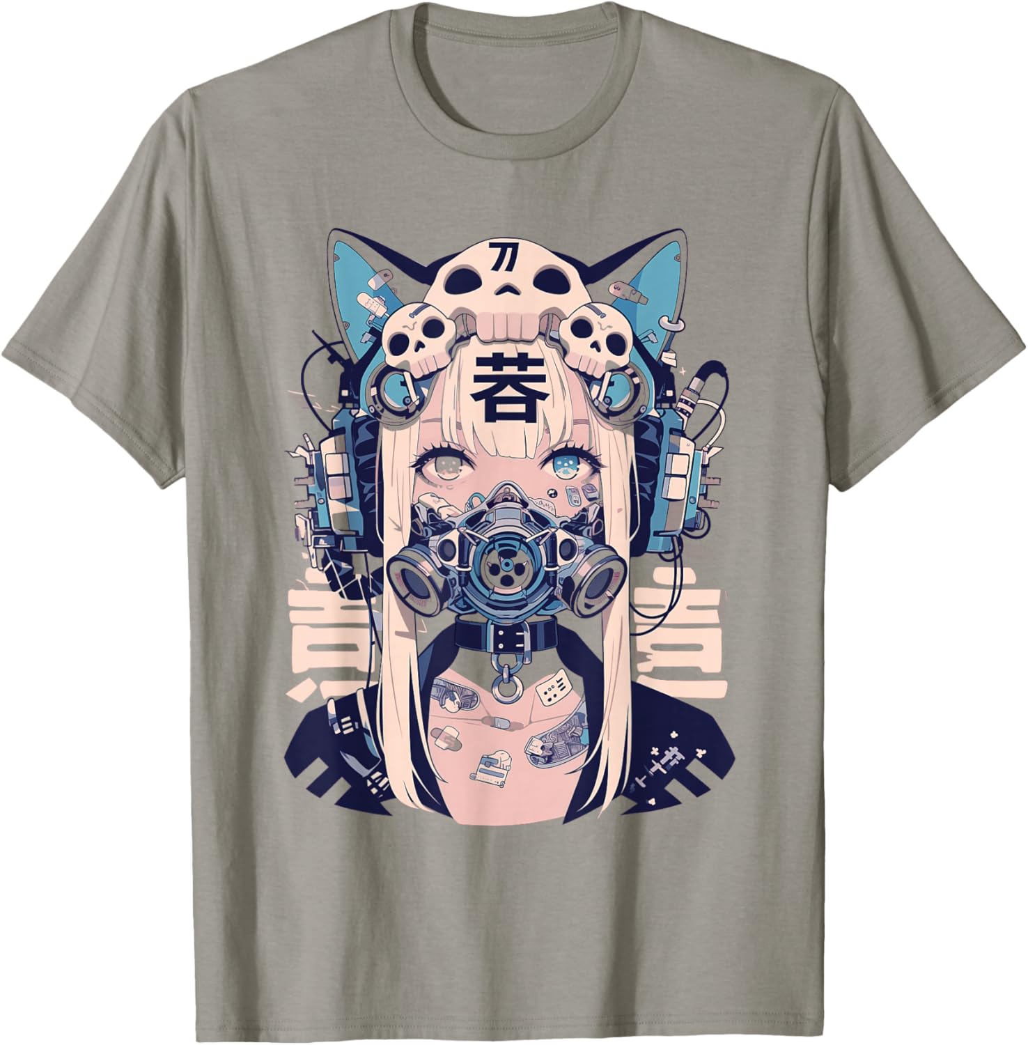 Anime Manga Cyberpunk Aesthetic Techwear Harajuku Cat Girl T-Shirt - T-Shirt | Sand