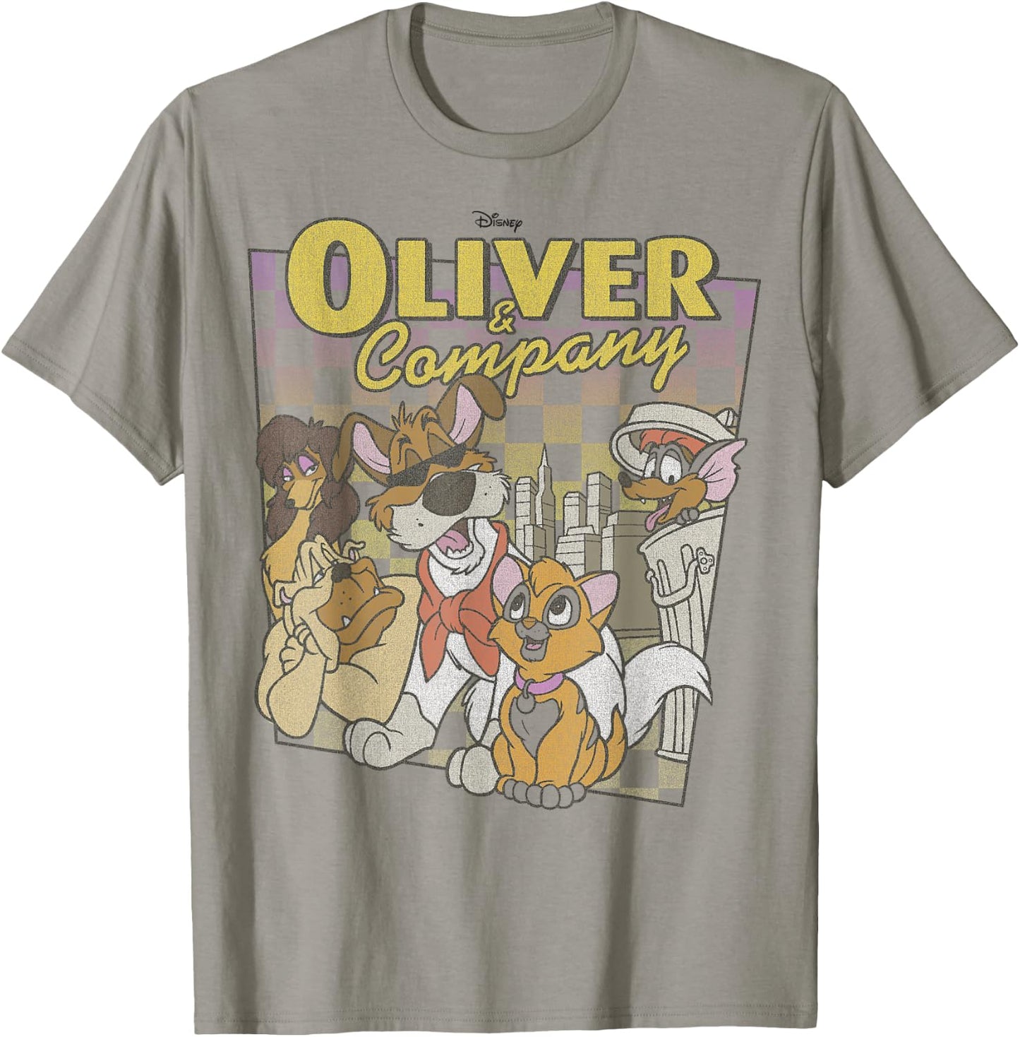 Disney Oliver & Company Checkerboard Poster T-Shirt - T-Shirt | Sand