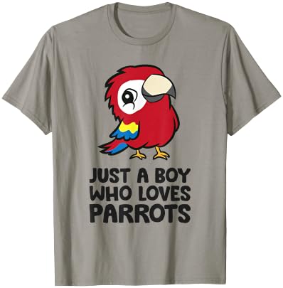 Just a Boy Who Loves Parrots Cute Scarlet Macaw T-Shirt - T-Shirt | Sand
