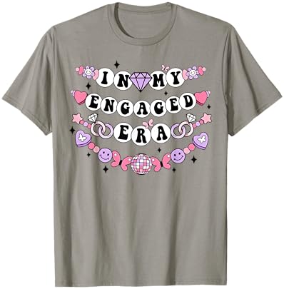 In My Engaged Era Disco Friendship Bracelet Mrs Fiance Bride T-Shirt - T-Shirt | Sand
