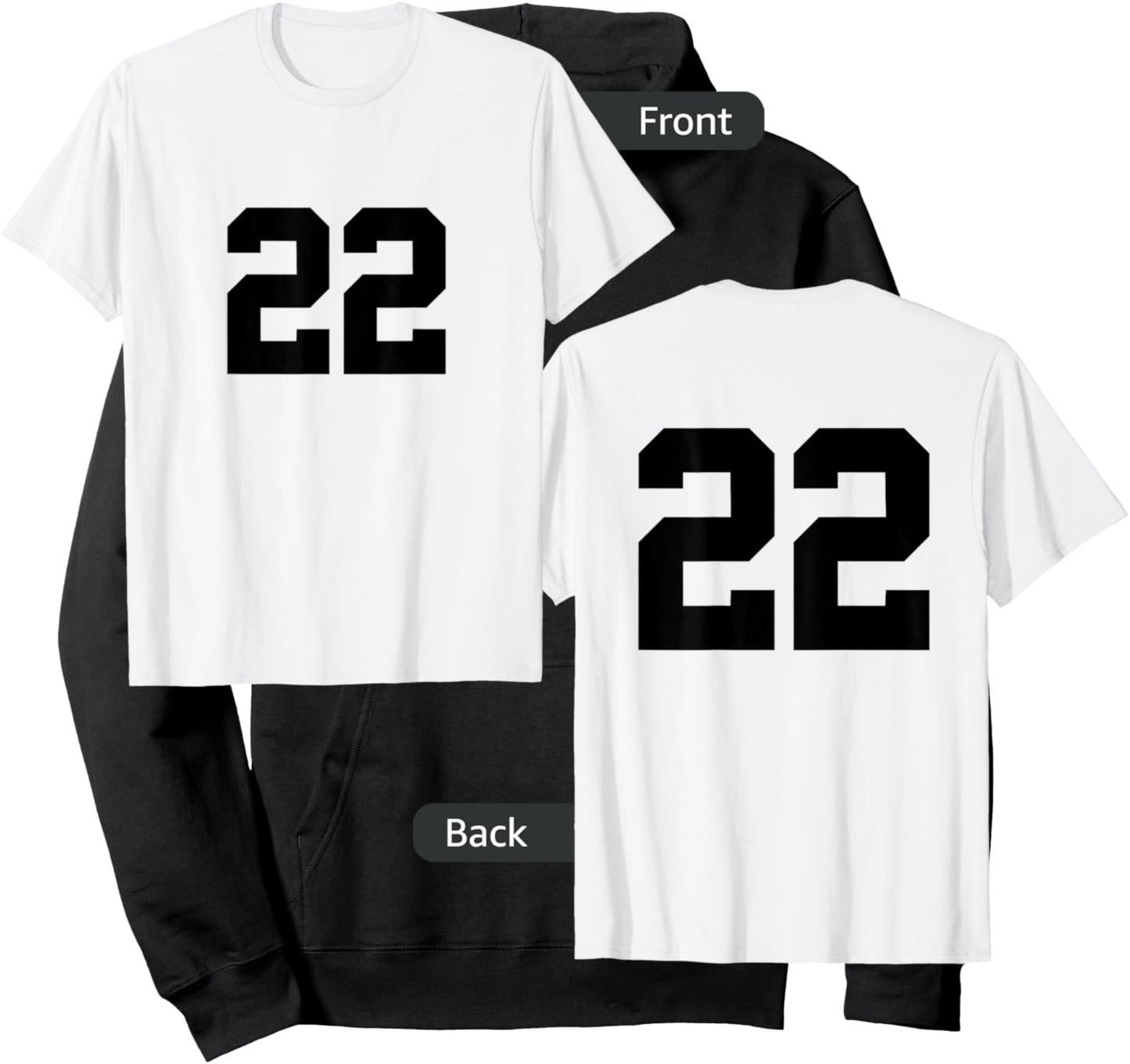 Number 22 (on Front / Back) Sports Team Jersey Number Hoodie - Hoodie | Black