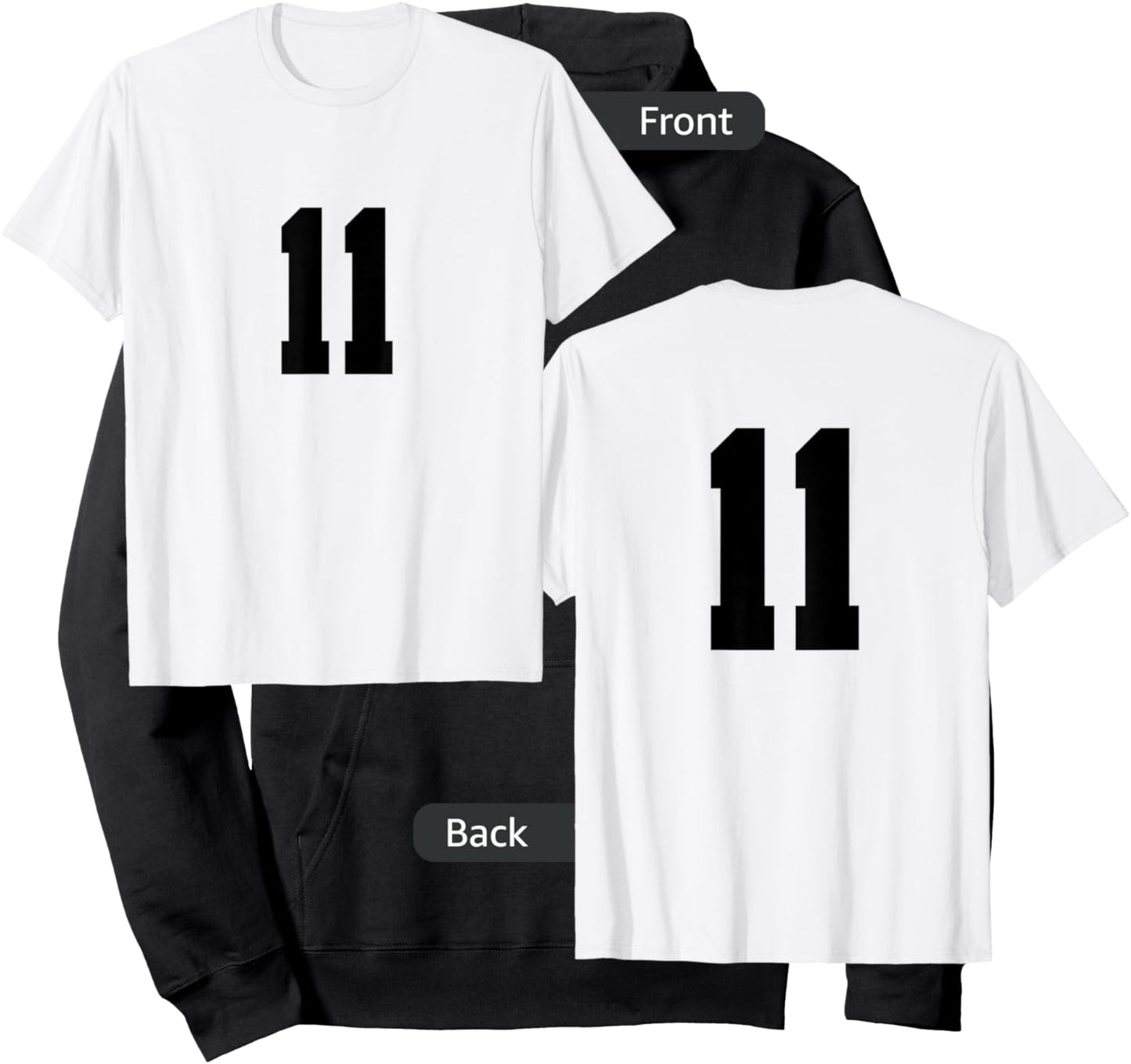 Number 11 ( on Front / Back) Sports Team Jersey Number Hoodie - Hoodie | Black