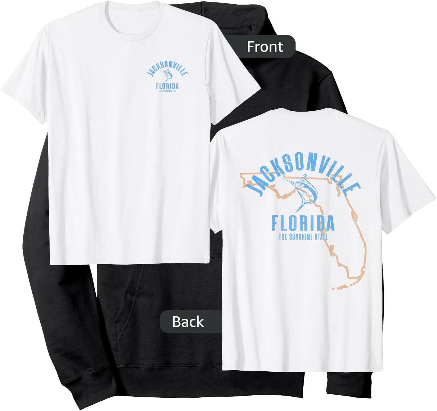 Jacksonville Florida FL Retro Vintage Beach Front & Back Women Hoodie - Hoodie | Black