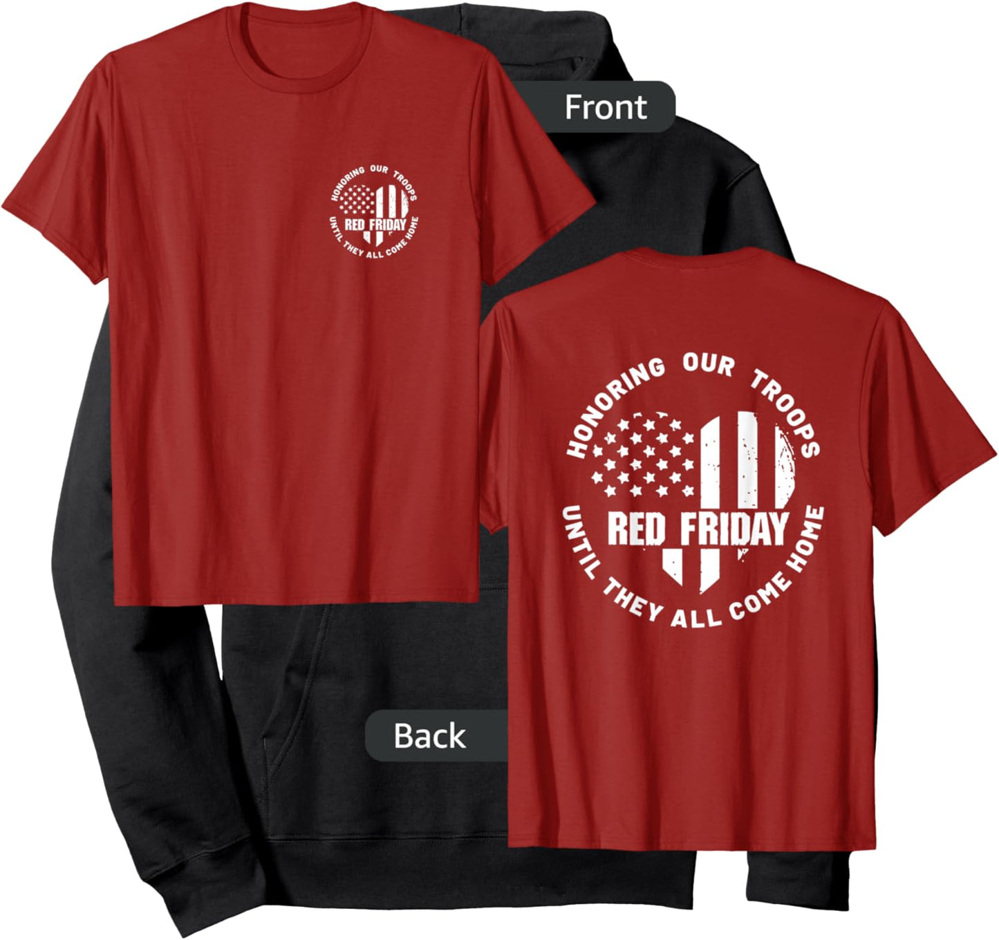 (2 Sided Print) Wear Red on Friday - US Military Deployed Hoodie - Hoodie | Black
