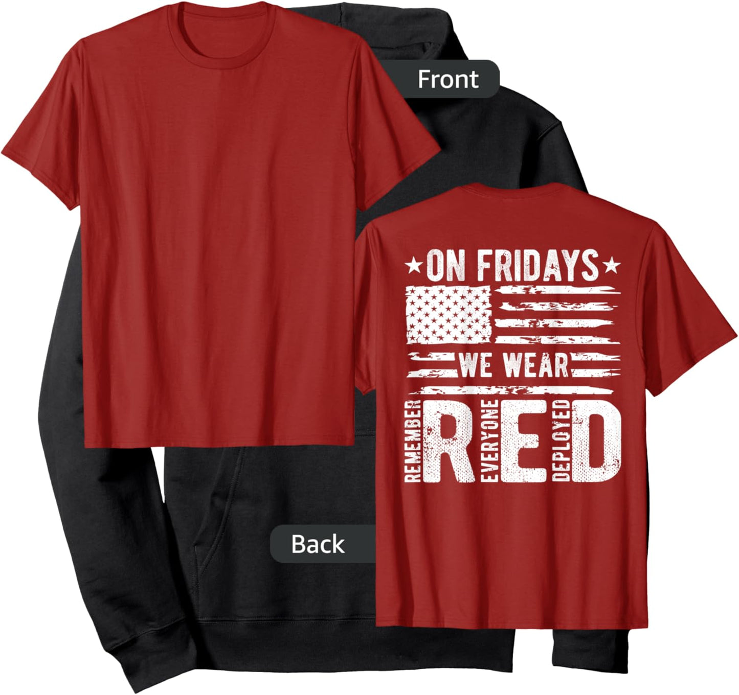 On Fridays We Wear Red Friday American Flag Military Support Men Hoodie - Hoodie | Black