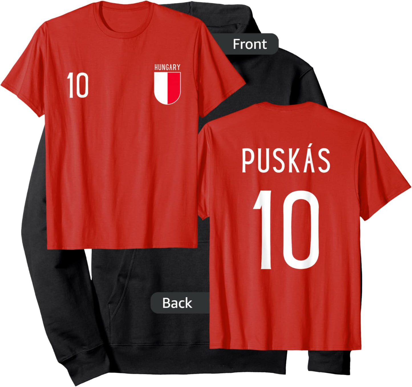 Hungary Number 10 Jersey Football # Ten Hungarian Hoodie - Hoodie | Black