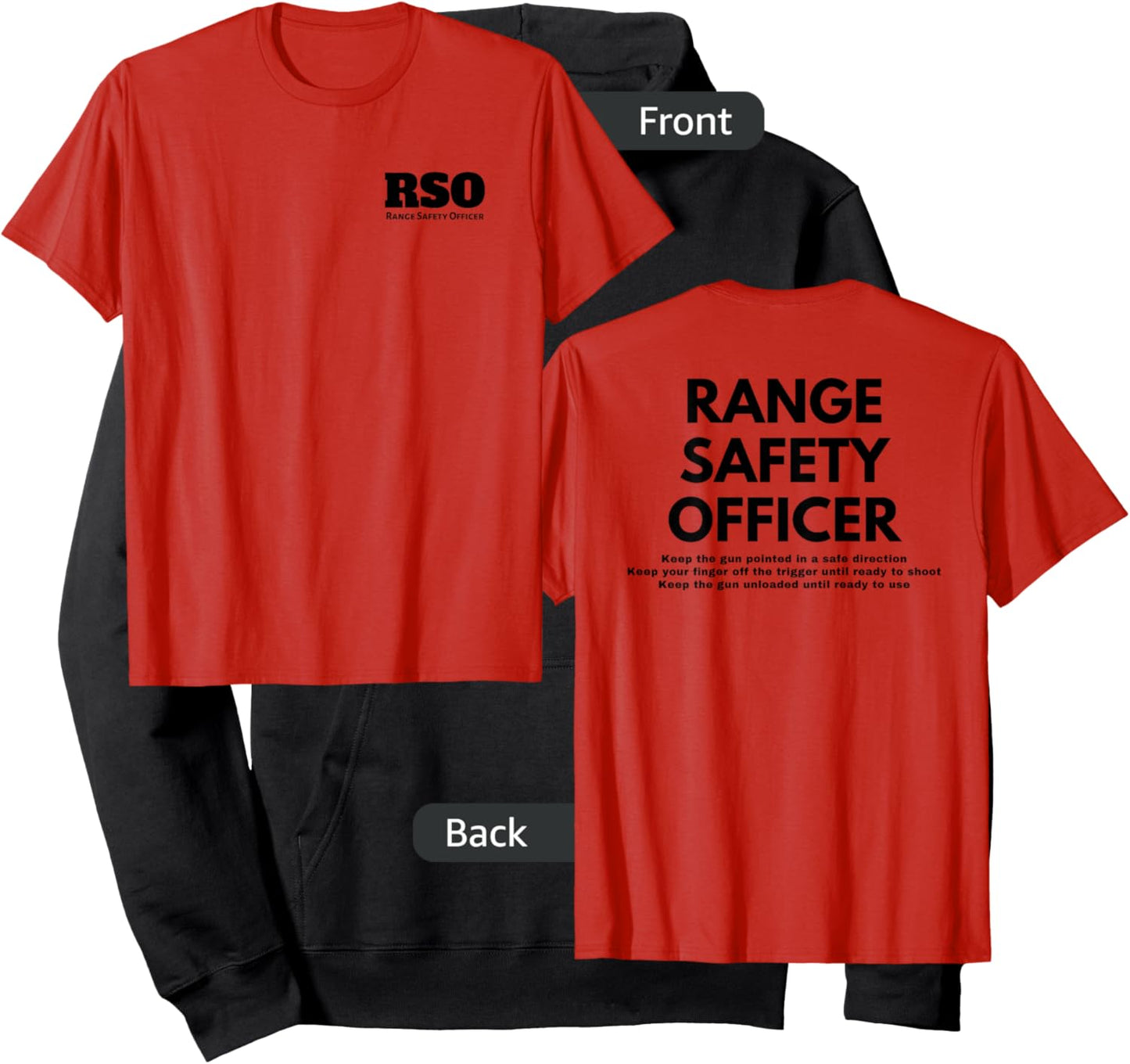 Camp Eagle Rock Range Safety Officer - Red, X-Small, Classic Fit, Double Sided Gun Safety Rules Hoodie - Hoodie | Black