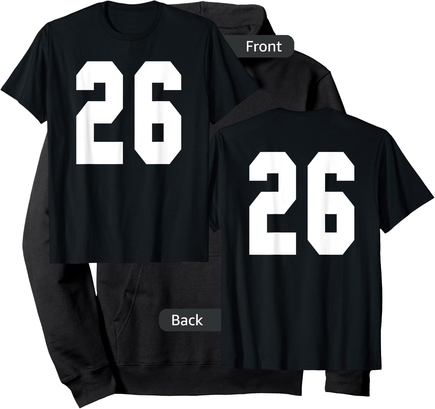 # 26 Team Sports Jersey Front & Back Number Player Fan Hoodie - Hoodie | Black