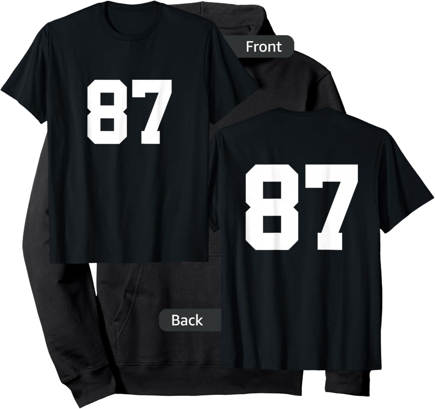 Number 87 Front & Back Numbers Sports Team Jersey Birthday Hoodie - Hoodie | Black