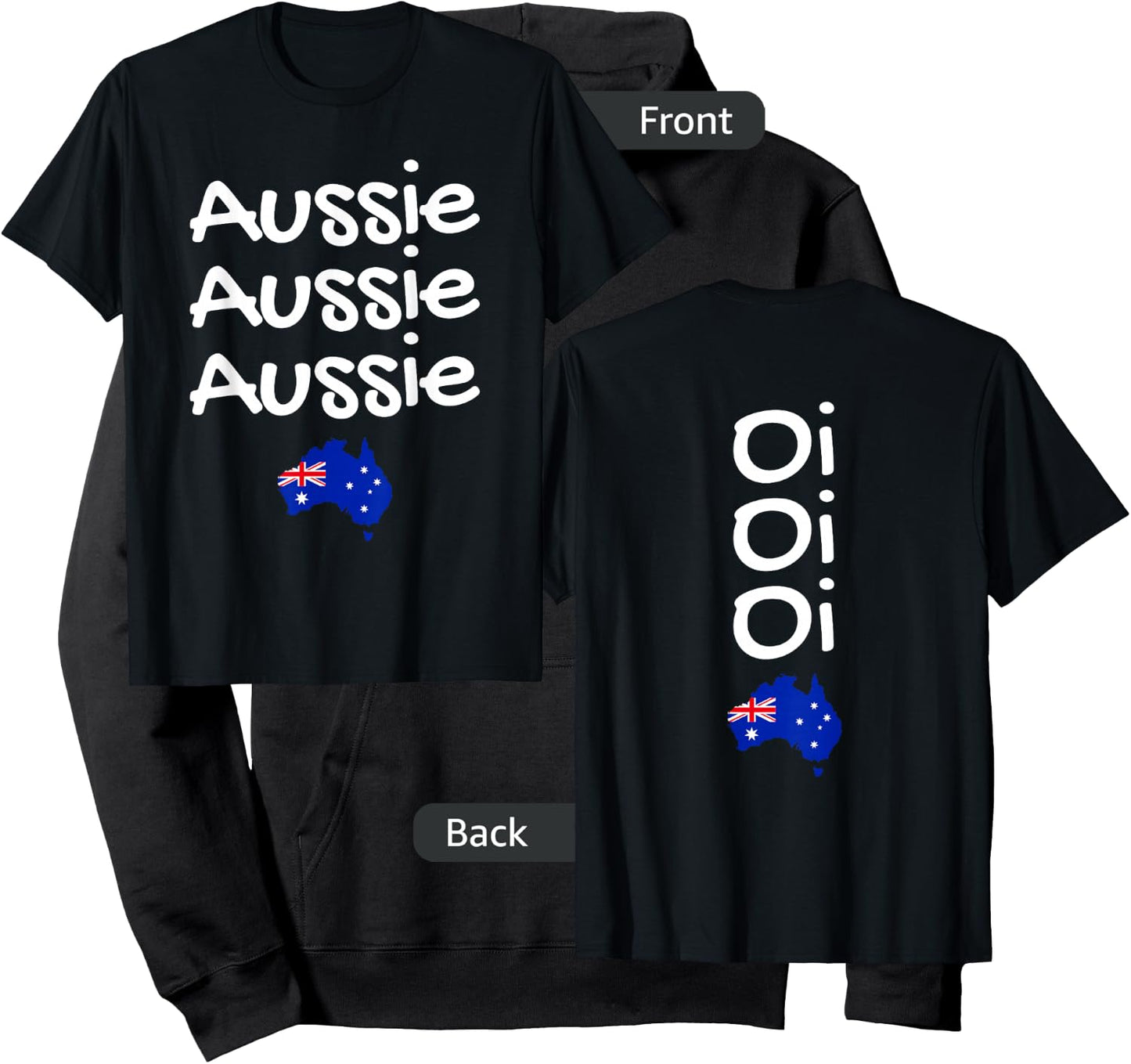 Aussie Aussie Aussie Oi Oi Oi Double Sided Australian Hoodie - Hoodie | Black