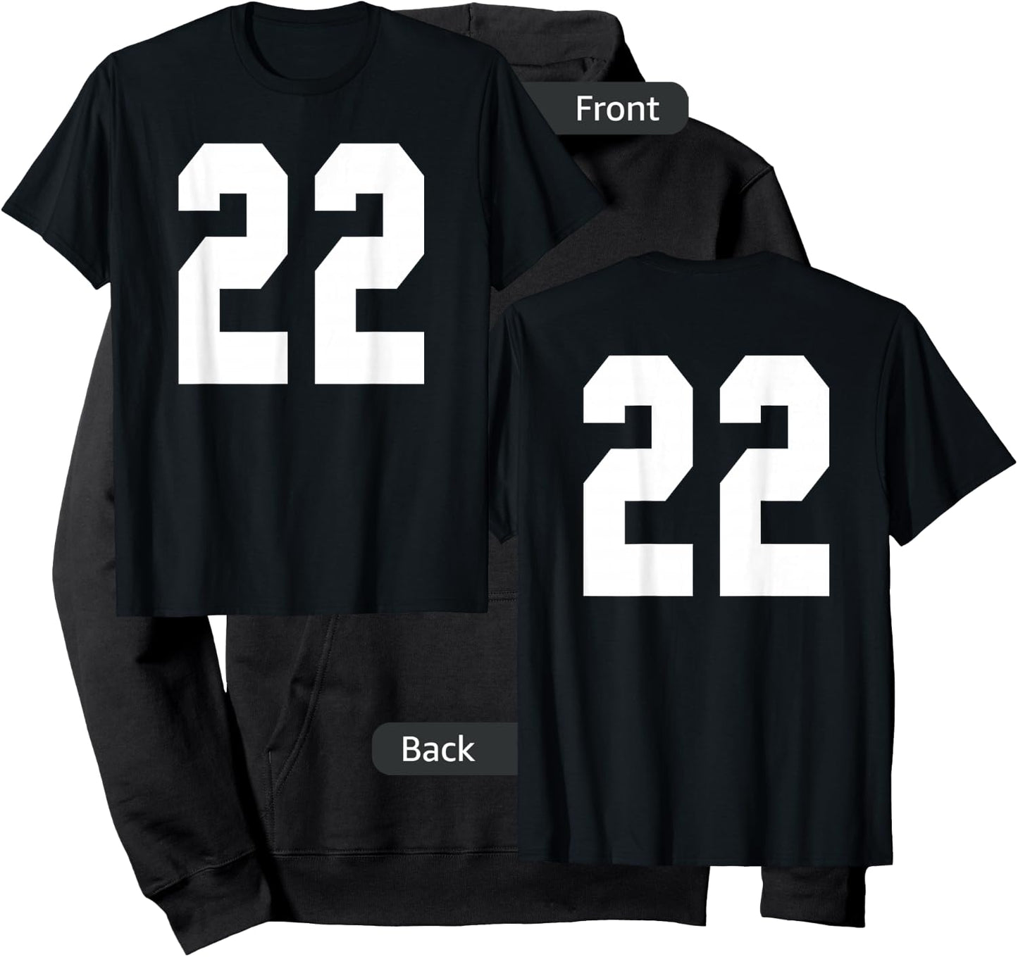 # 22 Team Sports Jersey Front & Back Number Player Fan Hoodie - Hoodie | Black