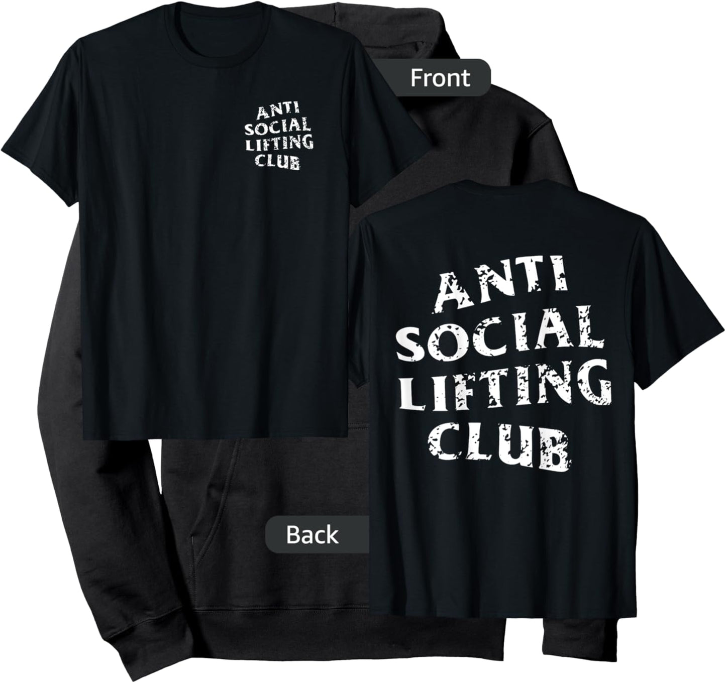 Anti Social Lifting Club: Distressed White (Front + Back) Hoodie - Hoodie | Black