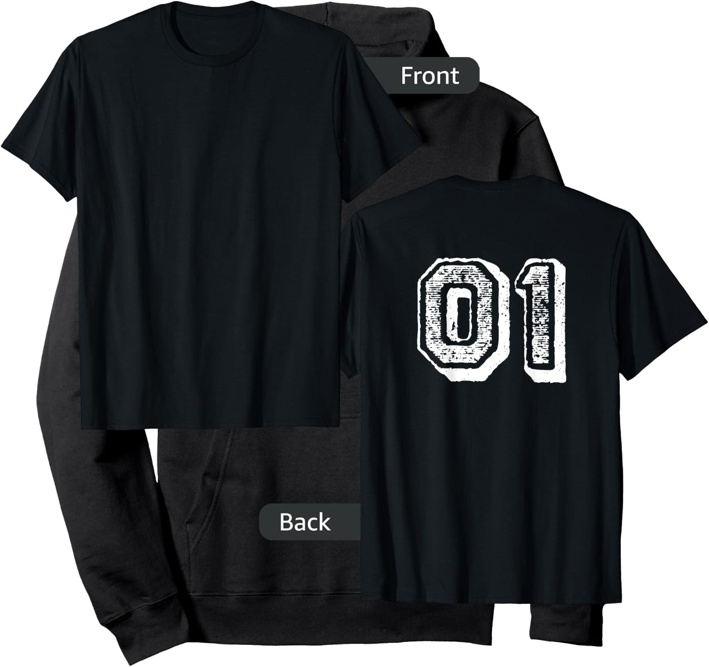 Number 01 Sports Jersey Player #01 1 Fan BACK PRINT Vintage Hoodie - Hoodie | Black