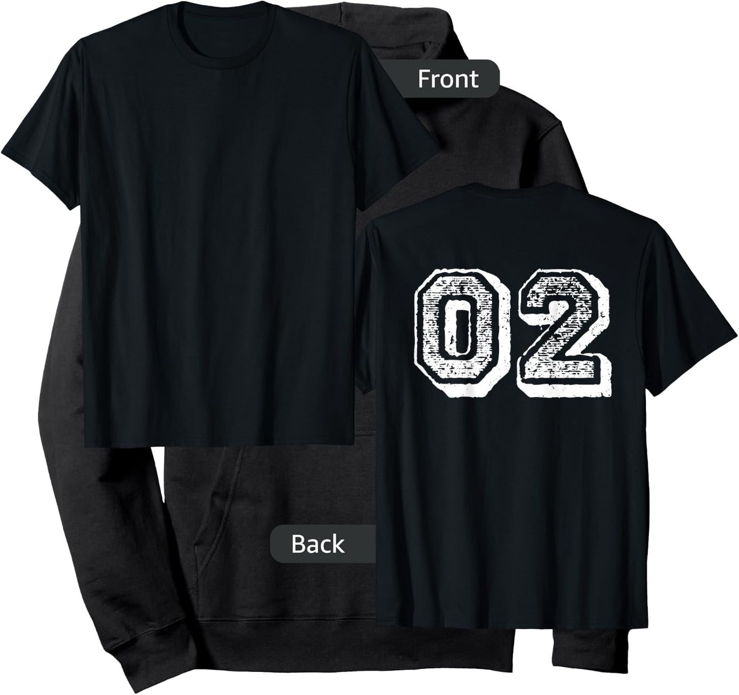 Number 02 Sports Jersey Player #02 2Fan BACK PRINT Vintage Hoodie - Hoodie | Black