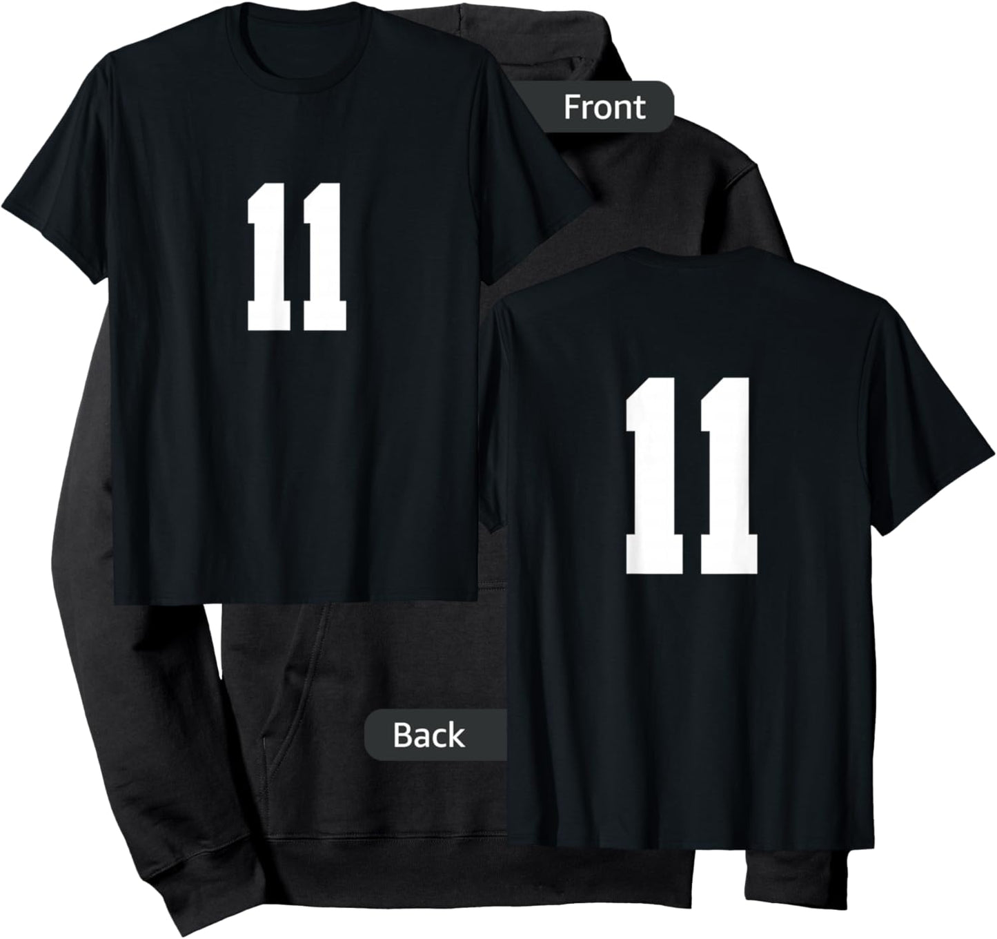 Number 11 (on Front/Back) Sports Team Jersey Number Hoodie - Hoodie | Black