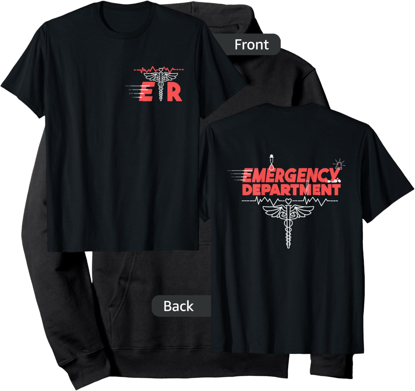 Emergency Department Room ER Nurse front back medical snacks Hoodie - Hoodie | Black