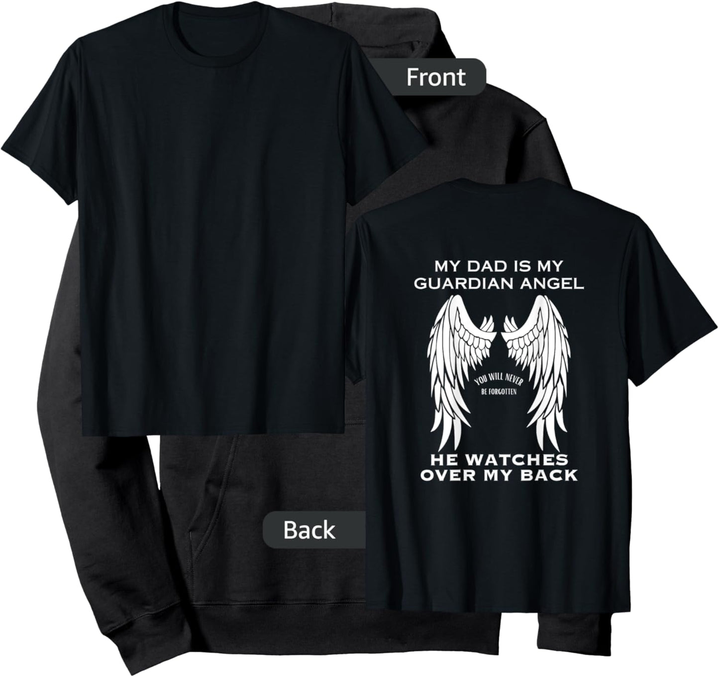My Dad Is My Guardian Angel Wings Hoodie - Hoodie | Black