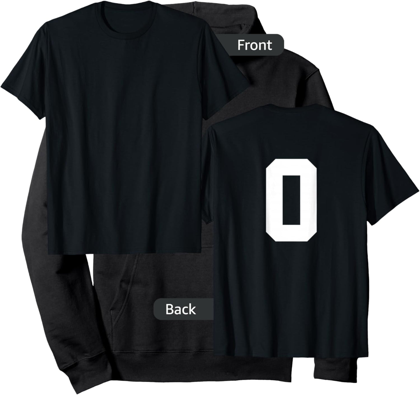 Number 0 (on Back) Sports Team Number Jersey Hoodie - Hoodie | Black