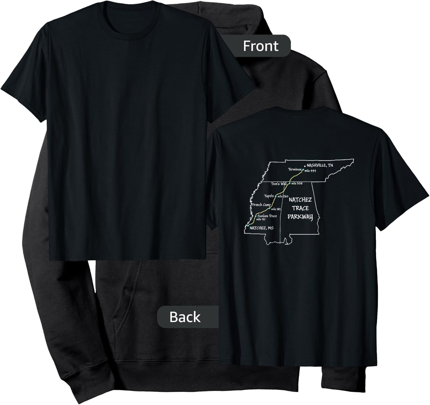 Route Map of the Natchez Trace Parkway National Scenic Trail Hoodie - Hoodie | Black