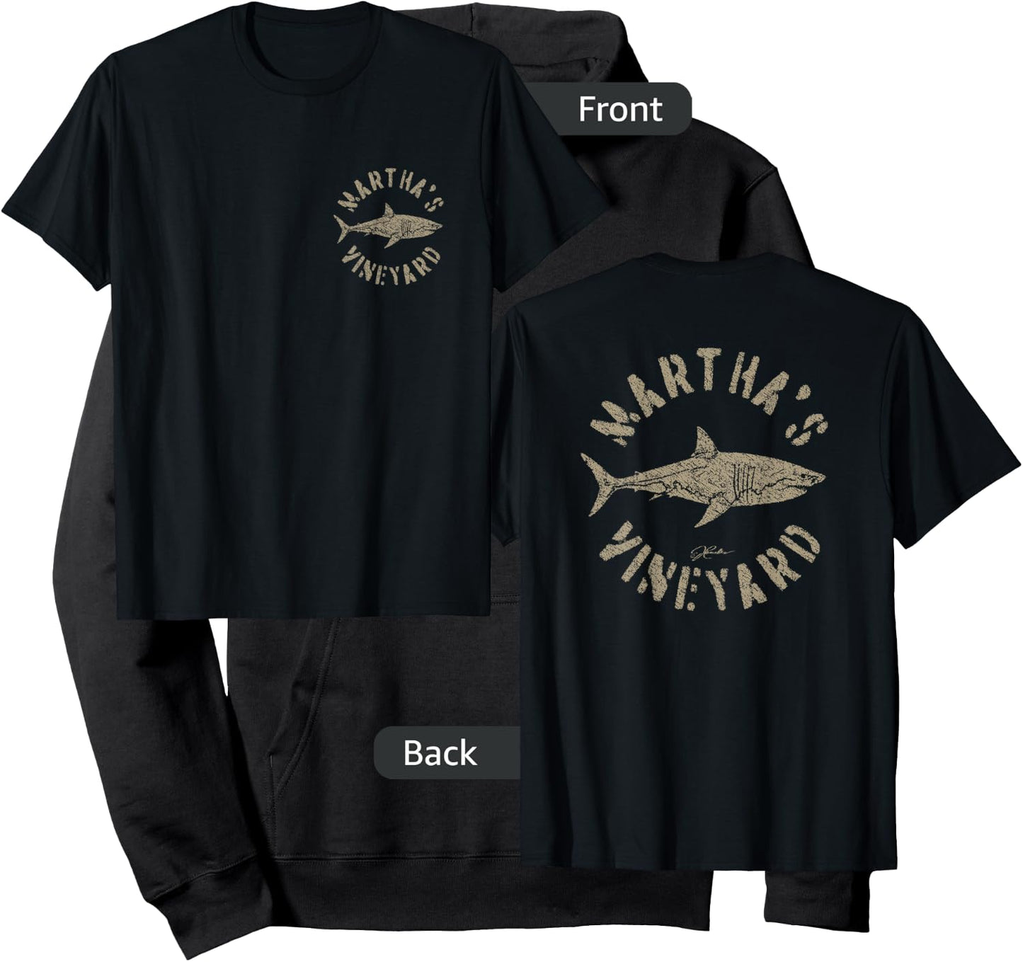 JCombs: Martha's Vineyard, MA, Great White Shark Hoodie - Hoodie | Black