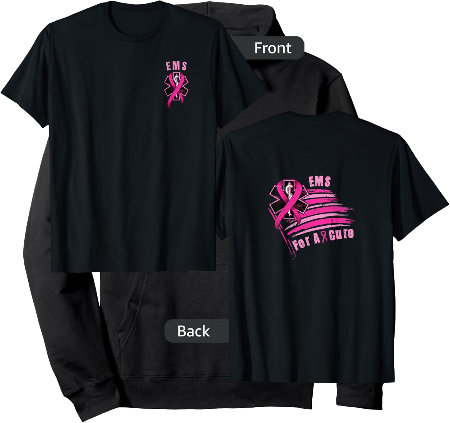 EMS for a cure, breast cancer awareness Hoodie - Hoodie | Black