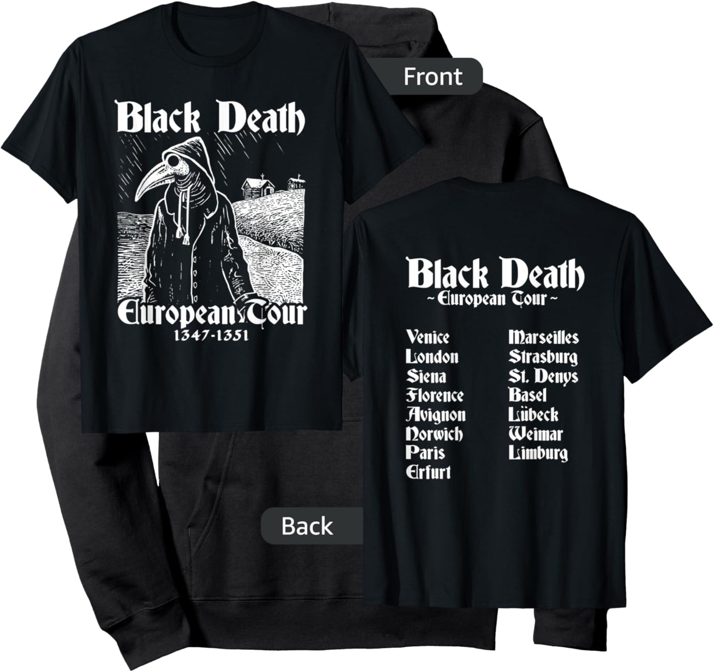 Black Death Bubonic Plague European Tour Goth Plague Doctor Hoodie - Hoodie | Black