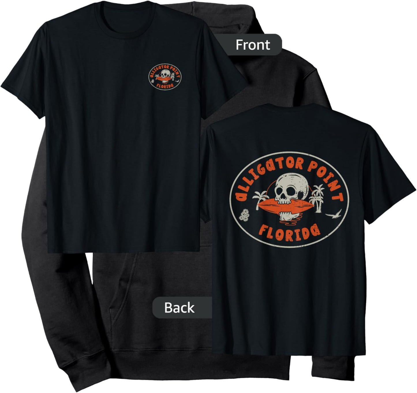 Alligator Point Florida FL Vintage Surf Beach Front & Back Men Women Hoodie - Hoodie | Black