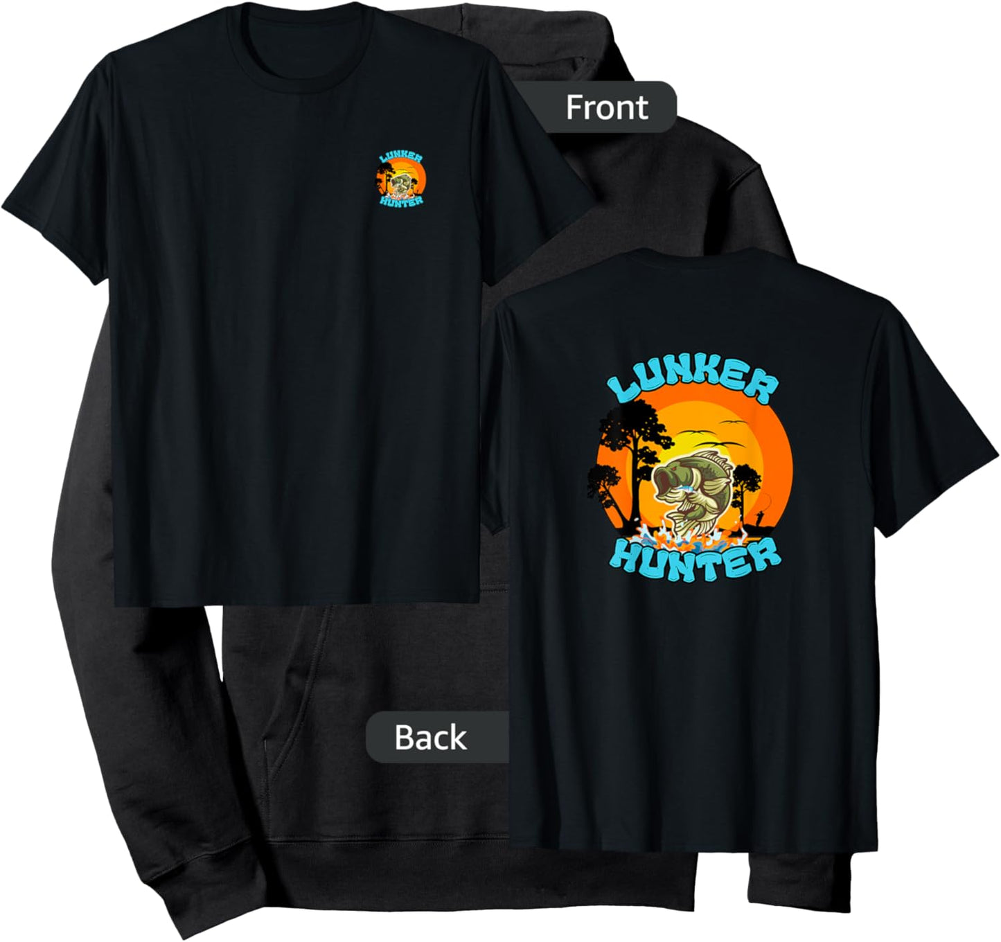 Bass Fishing Lunker Hunter Fisherman Hoodie - Hoodie | Black