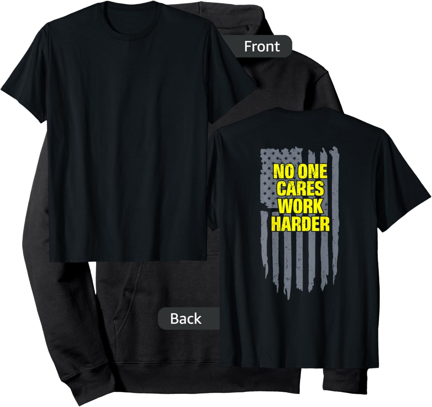 No One Cares Work Harder Motivational Workout Gym on Back Hoodie - Hoodie | Black