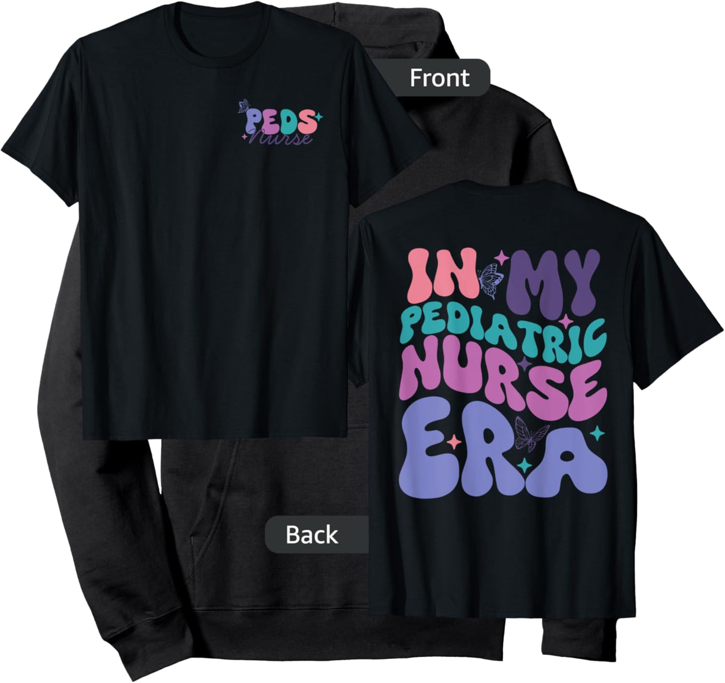 In My Pediatric Nurse Era, Groovy PEDS Nurse Front And Back Hoodie - Hoodie | Black